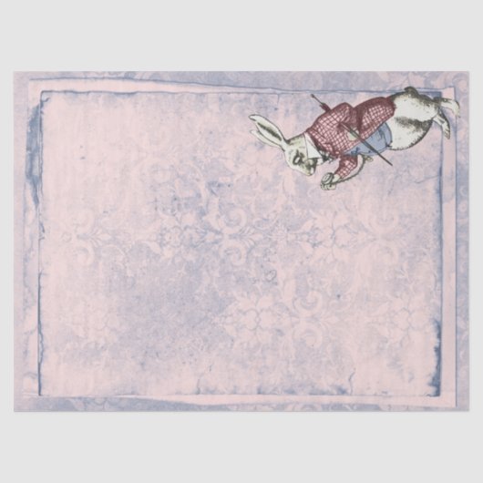 Roze en blauwe witte konijn Alice in Wonderland Tissuepapier (Voorkant)