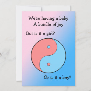 Roze en Blauwe Yin Yang Gender Reveal Kaart