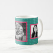 Roze en Blauwgroen 3 aangepaste IG-foto's Koffiemok (Voorkant rechts)