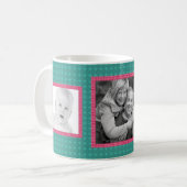 Roze en Blauwgroen 3 aangepaste IG-foto's Koffiemok (Voorkant links)