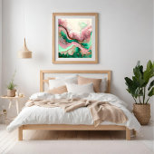 Roze en Blauwgroen Abstracte Oceaan beweging Perfect Poster