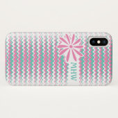 Roze en Blauwgroen avy Stripes aangepaste monogram Case-Mate iPhone Case (Achterkant (horizontaal))