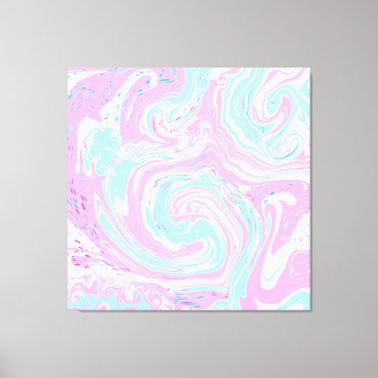 Roze en Blauwgroen blauw zwemmen Canvas Afdruk (Voorkant)
