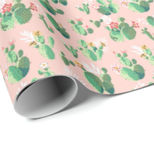 Roze en Blauwgroen Cactus Southwestern Gift Wrap Cadeaupapier