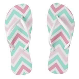 Roze en Blauwgroen Chevron Teenslippers