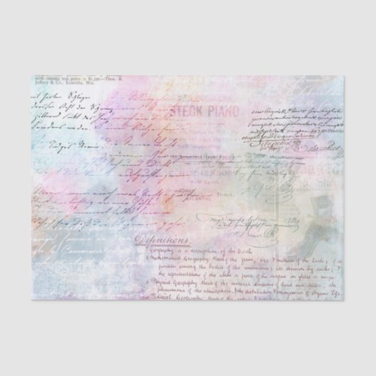 Roze en Blauwgroen Ephemera Tissuepapier (Voorkant)