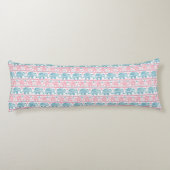 Roze en Blauwgroen etnisch olifantenpatroon Lichaamskussen (Achterkant)