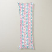 Roze en Blauwgroen etnisch olifantenpatroon Lichaamskussen (Voorkant Verticaal)