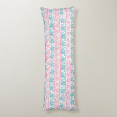 Roze en Blauwgroen etnisch olifantenpatroon Lichaamskussen (Achterkant (Verticaal))