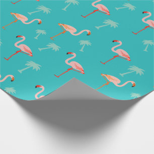 Roze en Blauwgroen Flamingo patroon omslagpapier Cadeaupapier