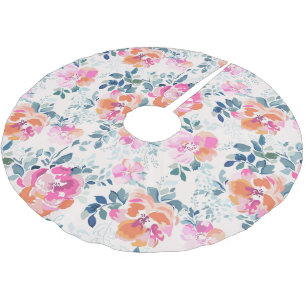 Roze en Blauwgroen Floral Patroon Kerstboom Rok