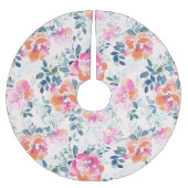 Roze en Blauwgroen Floral Patroon Kerstboom Rok (Voorkant)