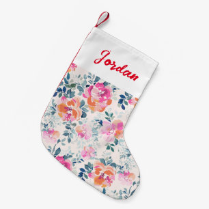 Roze en Blauwgroen Floral Patroon Kleine Kerstsok