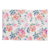 Roze en Blauwgroen Floral Patroon Kussensloop (Achterkant)