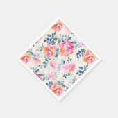 Roze en Blauwgroen Floral Patroon Servet (Hoek)