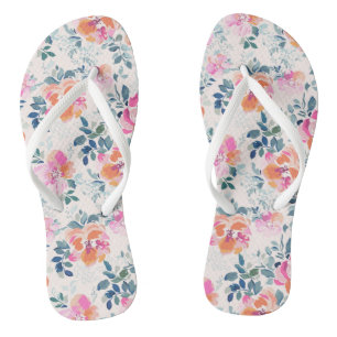 Roze en Blauwgroen Floral Patroon Teenslippers