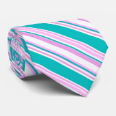 Roze en Blauwgroen gestreept Stropdas (Opgerold)