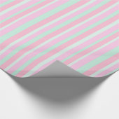 Roze en Blauwgroen gestripte Gift Wrap Cadeaupapier (Hoek)