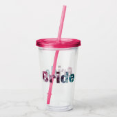 Roze en Blauwgroen geweven bruid Acryl Drinkbeker (Achterkant)