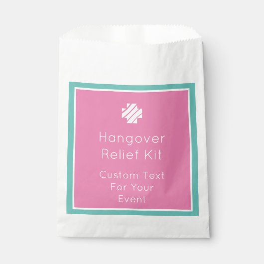 Roze en Blauwgroen Hangover Relief Kit Favor Tasse Bedankzakje (Voorkant)