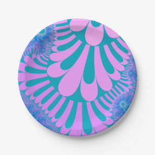 Roze en Blauwgroen lijn Papieren Bordje