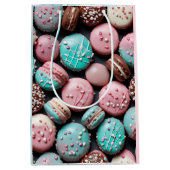 Roze en Blauwgroen Macaron Verjaardag Medium Cadeauzakje (Voorkant)