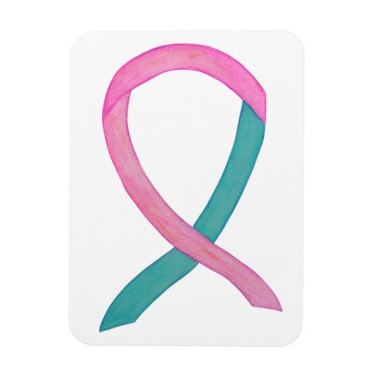 Roze en Blauwgroen Ribbon Custom Magnets Magneet (Verticaal)