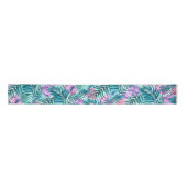 Roze en Blauwgroen tropische palmen en zwarte blad Lint (Voorkant)