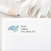 Roze en Blauwgroen Zee Etiket (Insitu)