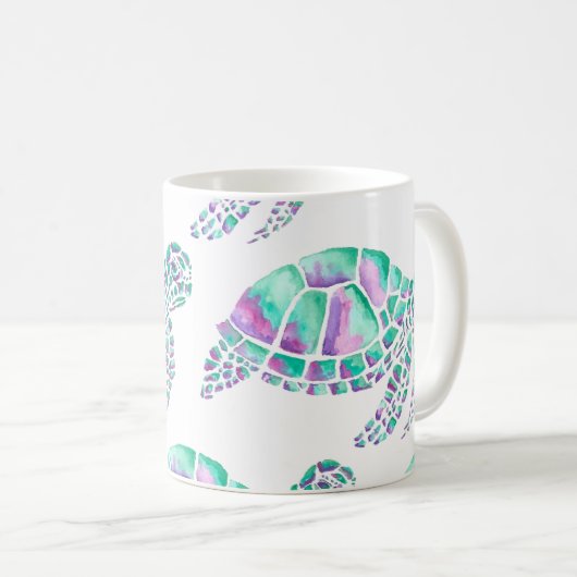 Roze en Blauwgroen Zee Mok schildpad (Voorkant rechts)