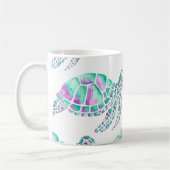 Roze en Blauwgroen Zee Mok schildpad (Links)