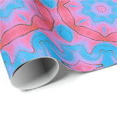 Roze en blauwoosterse verlooppapier cadeaupapier (Rol Hoek)