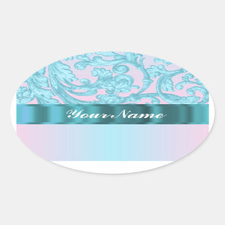 Roze en bleke blauwe dampvlek ovale sticker
