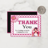 Roze en Bloemen Borstkanker Notitiekaartje (Voorkant / Achterkant in situ)