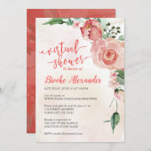 Roze en bloemen virtuele douche kaart (Voorkant / Achterkant)