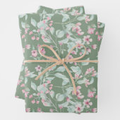 Roze en blozen florale patroon inpakpapier vel (In situ)