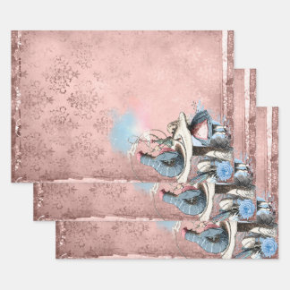 Roze en Blue Caterstone Alice in Wonderland Inpakpapier Vel