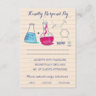 Roze en Blue Chemistry Wedding Response Cards RSVP Kaartje