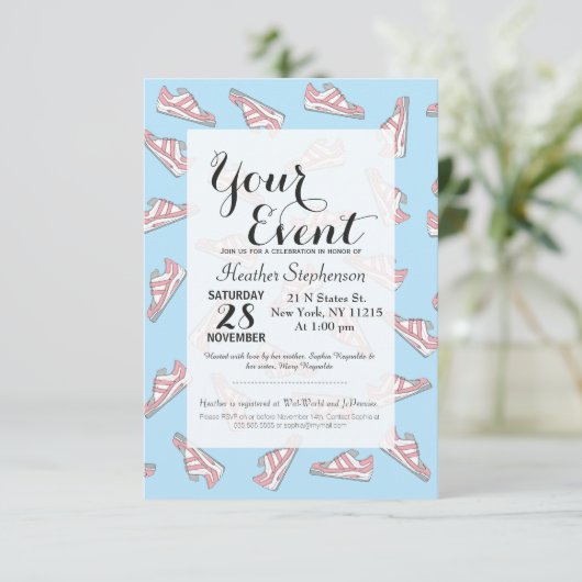 Roze en Blue Cute Sneakers Pattern Kaart (Staand voorkant)