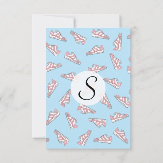 Roze en Blue Cute Sneakers Pattern Kaart (Achterkant)