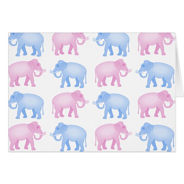 Roze en Blue Indian Elephant Pattern (Voorkant Horizontaal)