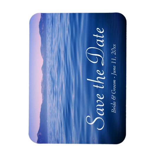 Roze en Blue Lake Tahoe Foto opslaan Datum Magneet (Verticaal)