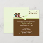 Roze en Blue Owls Baby shower Kaart (Voorkant / Achterkant)