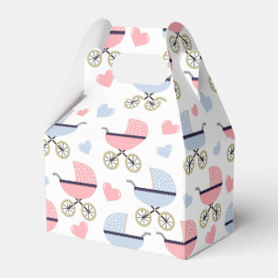 Roze en Blue Pram Pattern Baby shower Bedankdoosjes