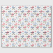 Roze en Blue Pram Pattern Baby shower Cadeaupapier (Vlak)