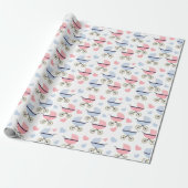 Roze en Blue Pram Pattern Baby shower Cadeaupapier (Uitgerold)