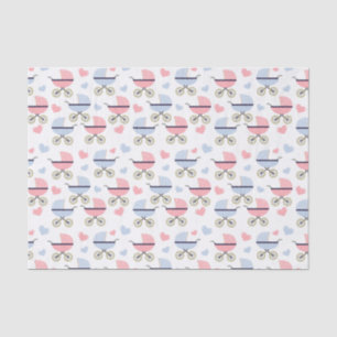 Roze en Blue Pram Pattern Baby shower Tissuepapier