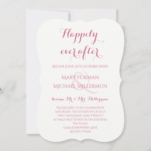 Roze en Blush Roze Post Huwelijksreceptie Kaart (Voorkant)