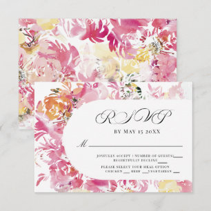 Roze en Blush Waterverf Flower Arch RSVP Kaartje