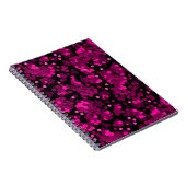 Roze en bordeaux polka dot confetti patroon notitieboek (Rechterzijde)